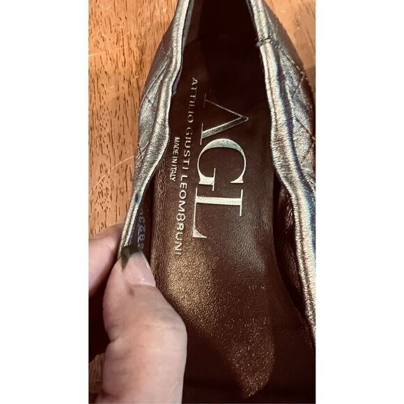 AGL Attilio Giusti Leombruni Gold Black Leather Ballet SHoes Flats Size EU 36 US - Picture 2 of 10